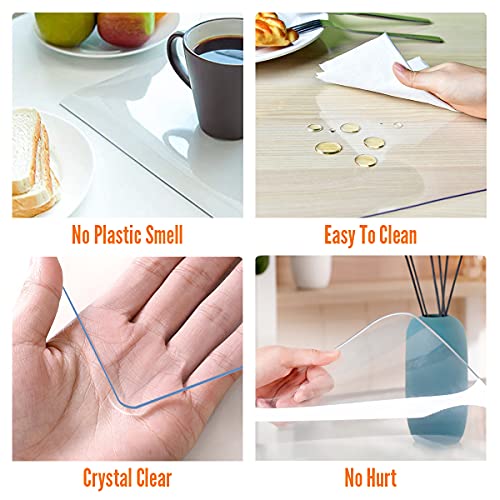 Royhom 1.5Mm Thick Clear Table Protector, 23 X 47 Inch, Plastic Table Cover Protector, Clear Desk Mat, Clear Desk Pad Protector, Waterproof Clear Desk Pad Desk Mat For Writing Desk For Office And Home #TOP2