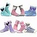 TeeHee Little Girls and Toddler Cute Novelty and Fashion Cotton Crew Socks 18 Pair Gift Box (3-5 Years, Heart Stripe and Ruffle)