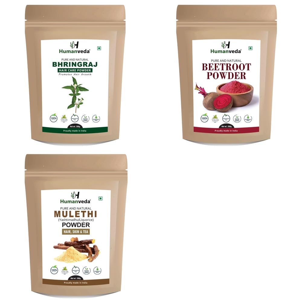 Pure Bhringraj Powder, Beetroot Powder and Mulethi Licorice Powder Combo Pack for Comprehensive Hair Care and Radiant Glowing Skin Rejuvenation Ayurvedic Product and Natural Organic and-image-42