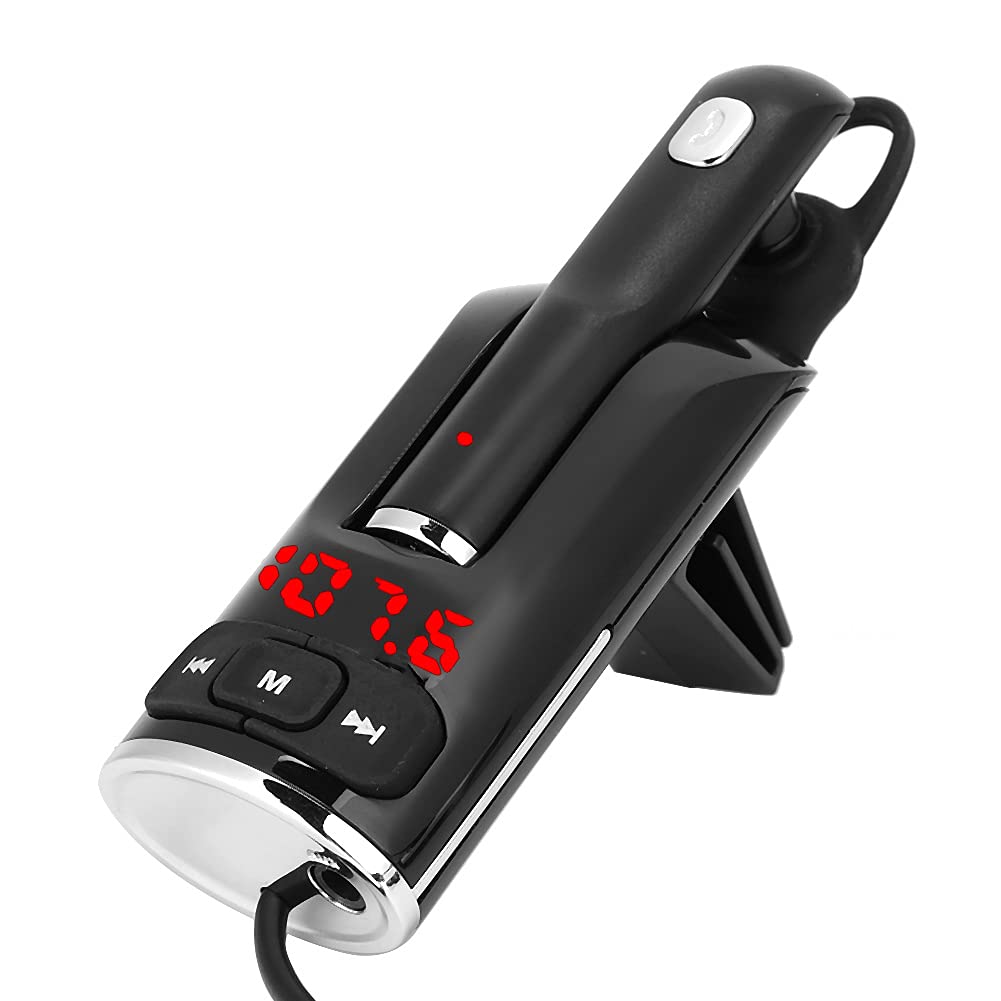 Transmisor Bluetooth, Adaptador de Radio FM Reproductor MP3 Kit Manos Libres para Auto con Cargador USB Dual para transmisión de Audio en vehículos