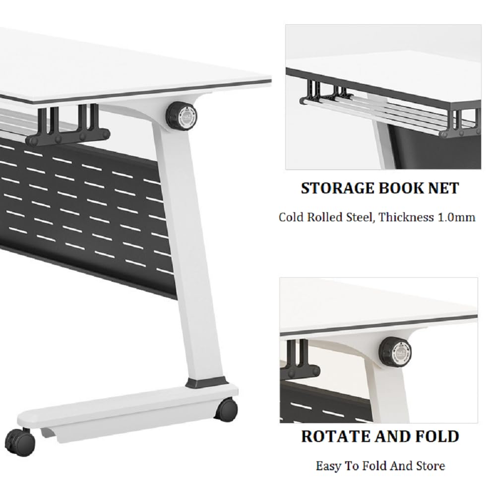 Klappbarer Konferenztisch, Konferenzraumtisch-Set mit Tisch und Stühlen (1 Tisch und 2 Stühle), mobiler, klappbarer Besprechungstisch für Büro, Klassenzimmer, 120 x 60 cm
