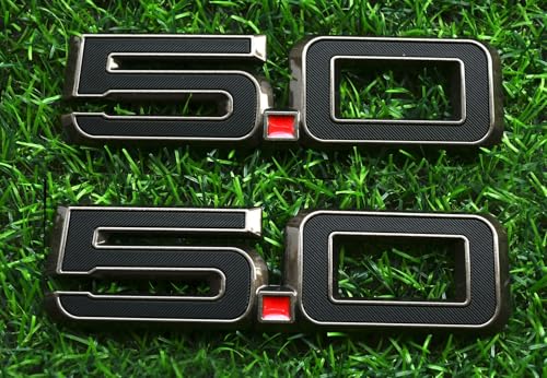Image of Pair Set 5.0 Emblem Door Side 3D Badge Compatible with 2024-2025 Mustang GT Dark Horse PR3Z-16228-D (5.0-Bronze Red)