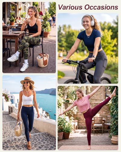 Image of TNNZEET High Waisted Leggings for Women - No See Through Tummy Control Cycling Workout Yoga Pants with Pockets Reg & Plus