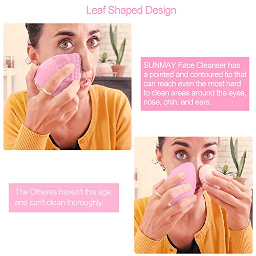 SUNMAY Sonic Facial Cleansing Brush & Face Massager, Electric Exfoliator Cleanser Machine with Timer & Waterproof Silicone for Deep Cleansing Face Wash Scrub Exfoliating, USB Rechargeable (Pink) - Image 4