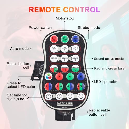 Qajok DQ-R60 Dj Laser Party Lights, Rgb Led Disco Light, Sound Activated Projector Strobe Light thumb #5