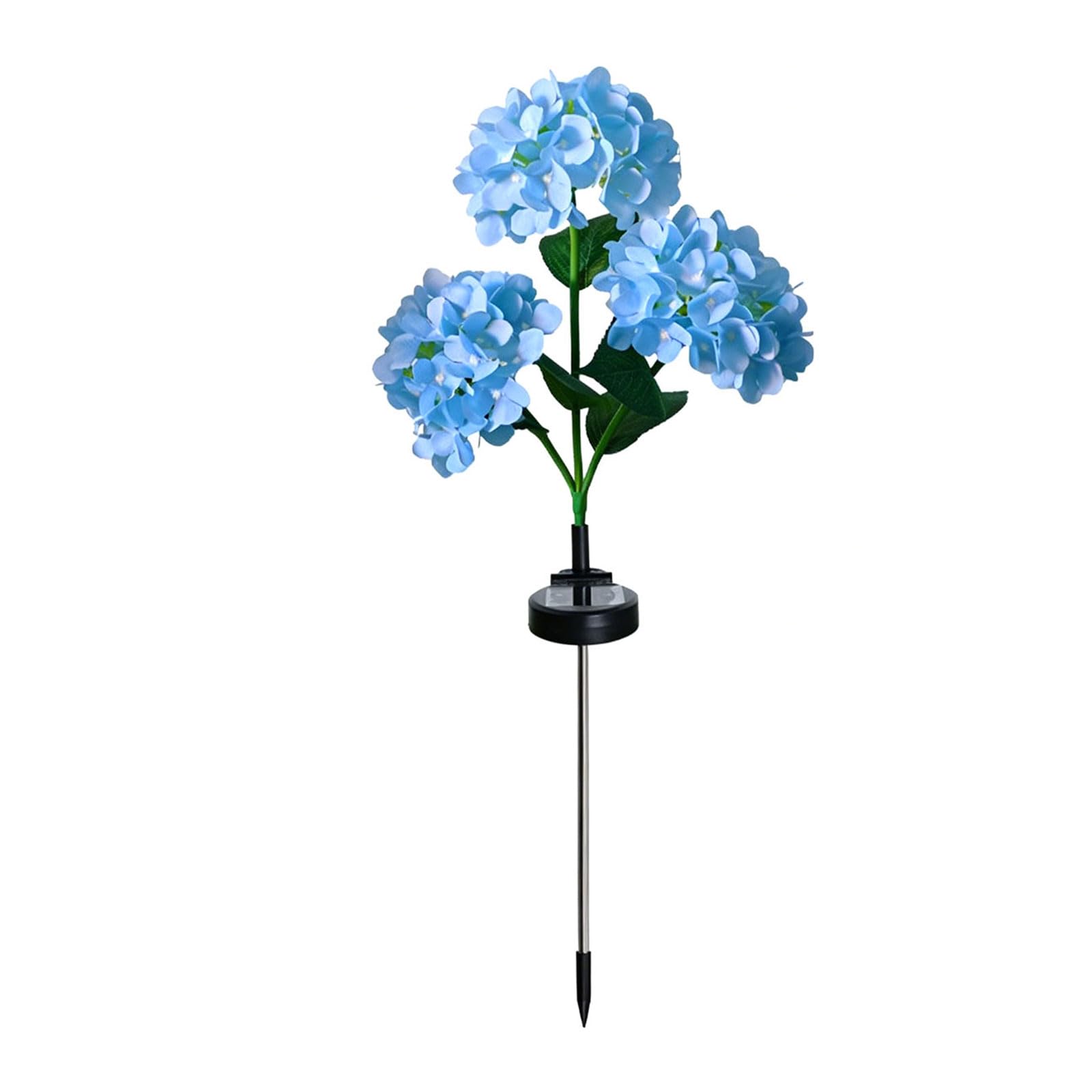 Oxxggkao Blue Floral Garden Lamp, Solar Powered Hydrangea Stake Decor For Border Areas, Automatic Evening Yard Accent Solar Hydrangea Stake Light Outdoor Flower Garden Lamp Automatic Pathway Decor Yard Border Patio