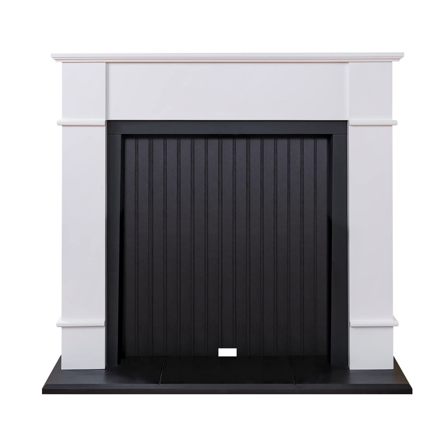 Adam White,Black Oxford Stove Fireplace In Pure White & Black, 48 Inch