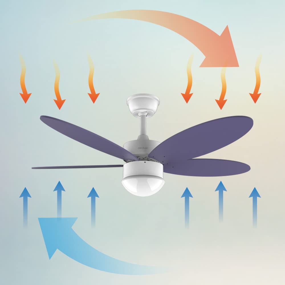 Cecotec Ventilatore da soffitto con luce EnergySilence Aero 4260 Purple. 40 W, motore DC, diametro 42" con 5 pale reversibili, luce LED, telecomando, timer, 6 velocità