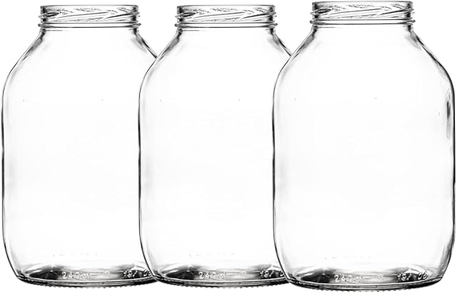 Set of 6x Traditional Large Half Gallon Pickle Jar | 2372ml Pickle Jars | Including Gold Twist Off Caps | Glass Jars | Preserve & Chutney Jars | J&B