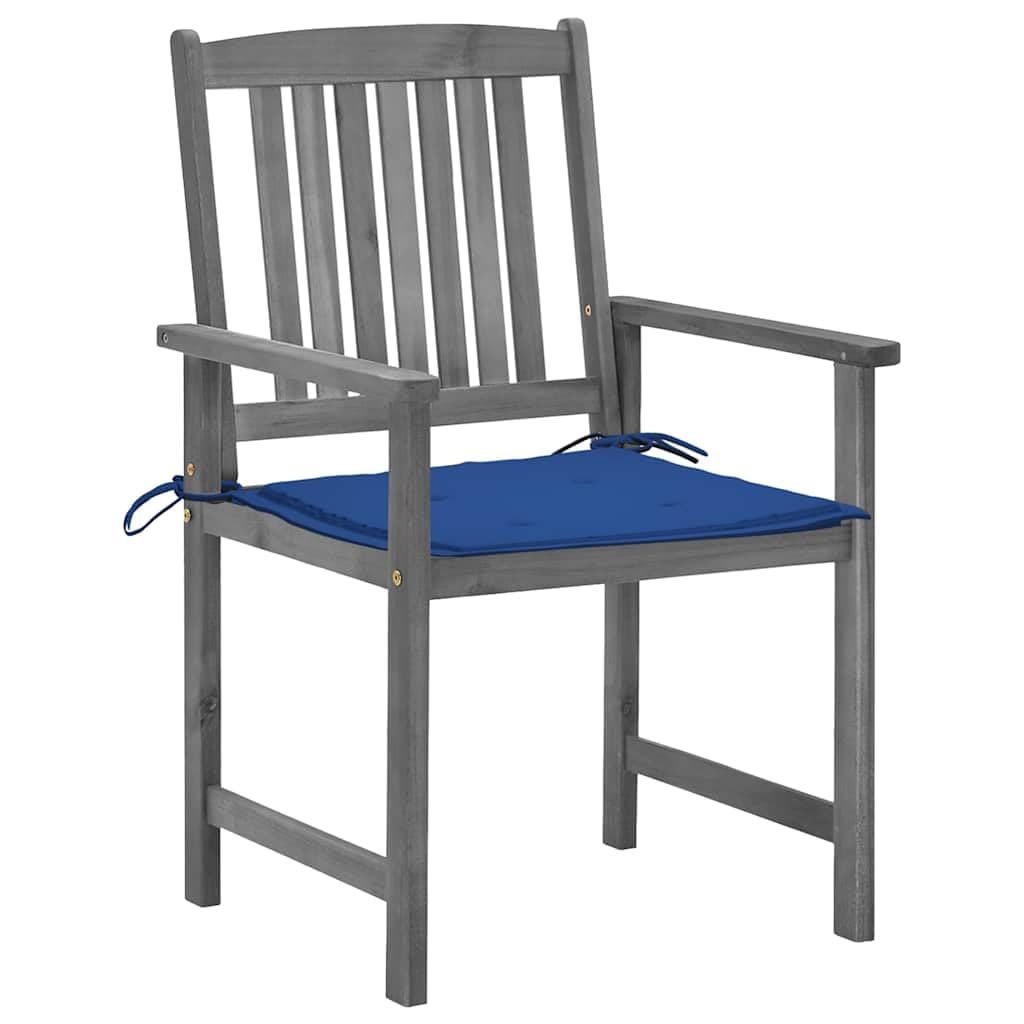 Sillas de jardín – Juego de 4 unidades, color gris, madera de acacia maciza