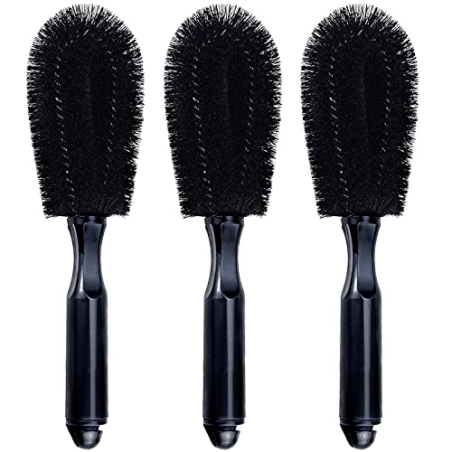 MOTZU 3 Pieces Wheel Brush, Automotive Rim Detailing Brush Soft Bristle, Car Wheel Brush, Rim Tire Detail Cleaning Brush, Multipurpose use for Wheels, Rims, Exhaust Tips, Brakes, Motorcycles