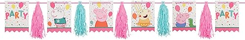 Fun Peppa Pig - Guirnalda de borlas de confeti para fiesta, 10 pies (1 unidad), diseño festivo y colorido, perfecta para celebraciones y fanáticos