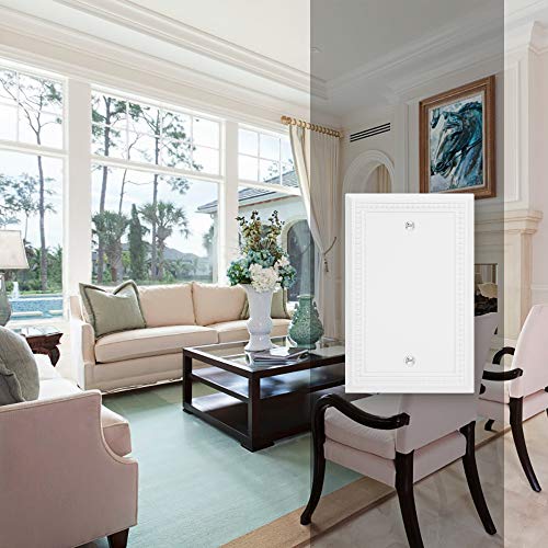 Image of Henne Bery Sunken Pearls Heavy Duty Decorative Wall Plate Switch Plate Outlet Cover (Single Blank, 2 Pack, White)