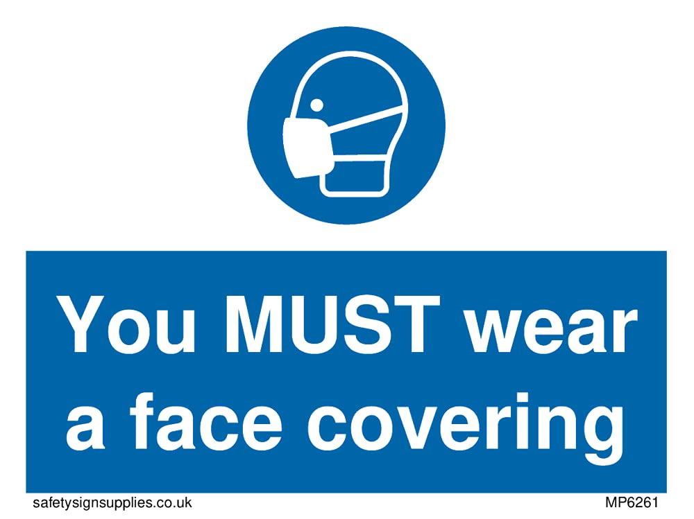 Pack of five - You MUST wear a face covering Sign - 100x75mm - A7L