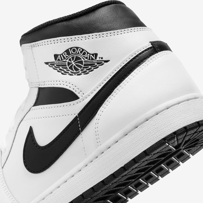 Nike Air Jordan 1 Mid White Sneakers for Men White/White/Black/Black - Image 8