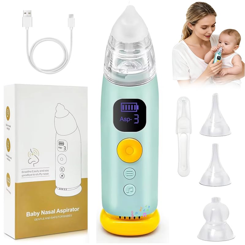 Aspirador Nasal para Bebés, Alta Potencia de Succión Aspirador Nasal Eléctrico para Bebés con 3 Potencias de Succión, Música y luz Función para Bebés y Niños Pequeños