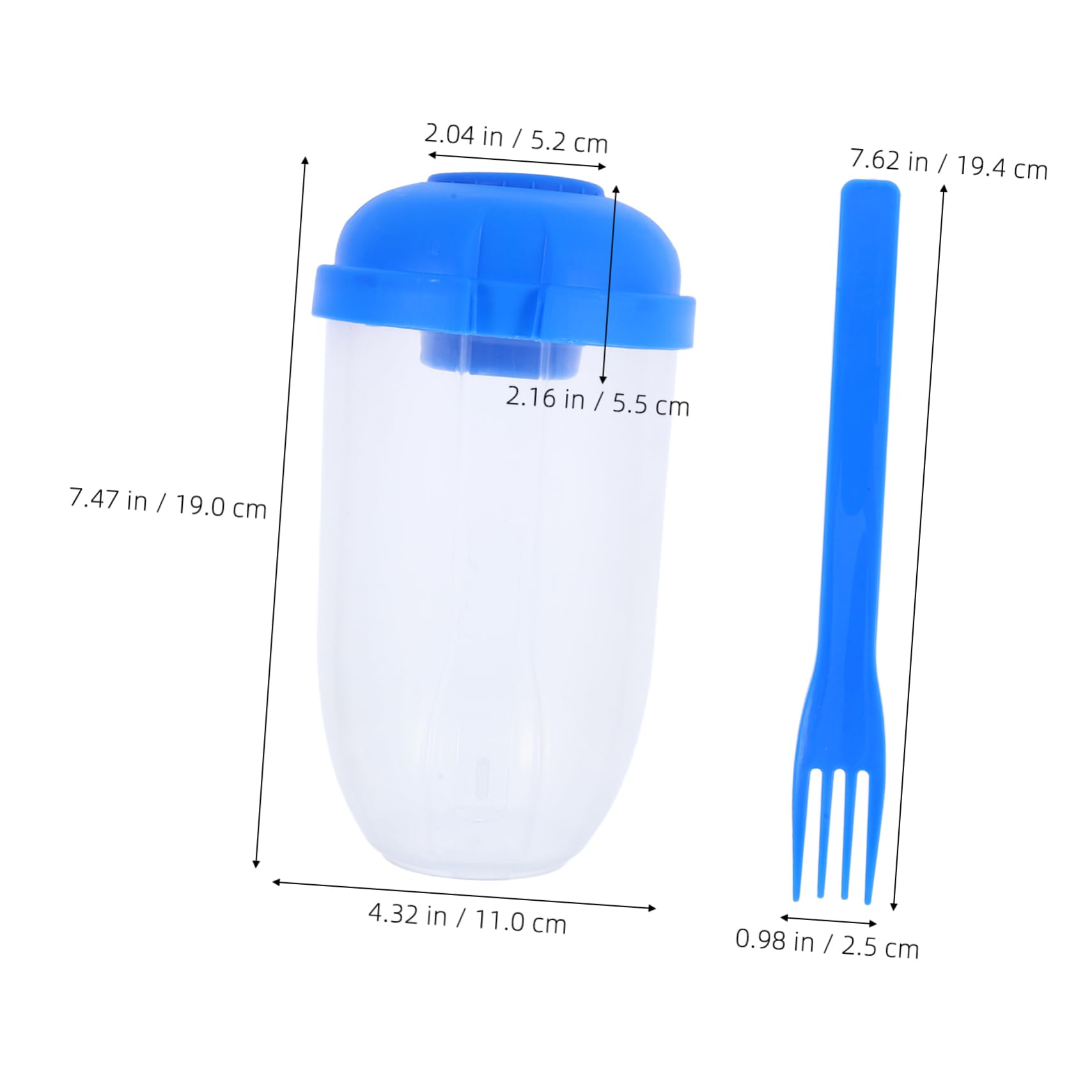 Portable Breakfast Salad Cup Blue Plastic Leakproof with Fork