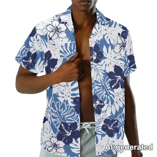 Image of Hawaii Matching Couple Outfits Husband and Wife Clothing Fashionable Mens Casual Shirts Hawaii Dress with Soft Fabric