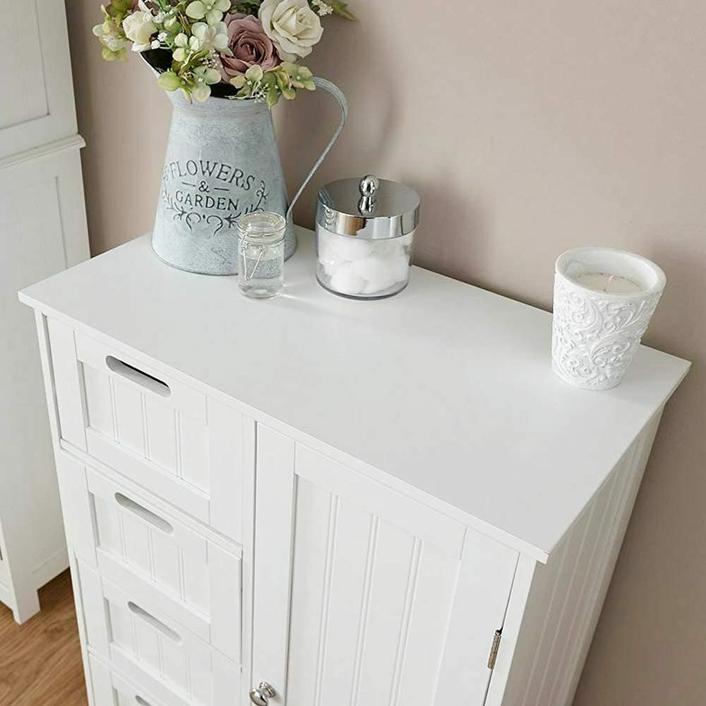 Bakaji - Mueble de baño 4 cajones + Puerta 2 estantes, Madera, Varios