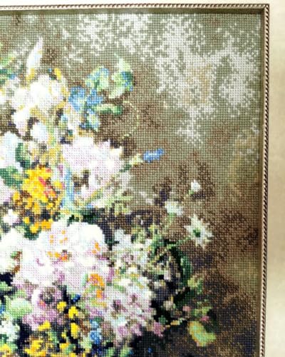 Image of RIOLIS - Spring Bouquet According to P.A.Renoir 2137, Cross Stitch Kits 15 inch x 19 inch, Cross Stitch Kits for Adults, Floral Counted Cross Stitch Kits, Embroidery Kit for Beginners & Advanced