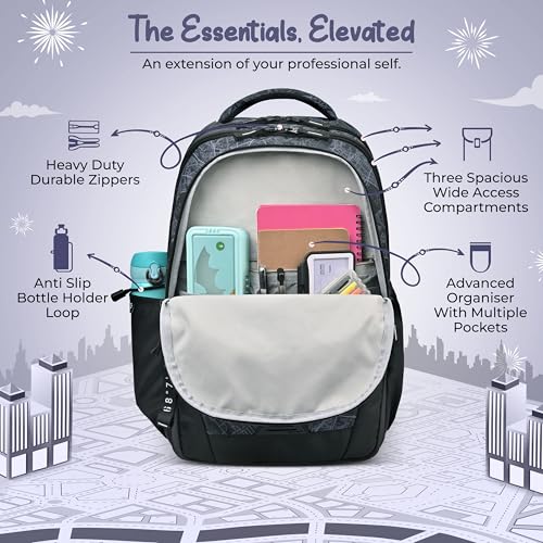 Image of Gear Cityscape 19 inch /40L Large Water Resistant School Bag | Casual Backpack | Daypack | Travel Backpack | Kids Bag for Boys /Girls (Black - Black)