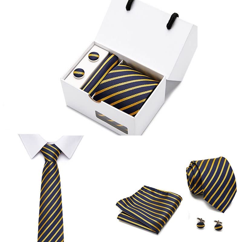 Corbata de seda para hombre con set de boda y fiesta miniatura 3