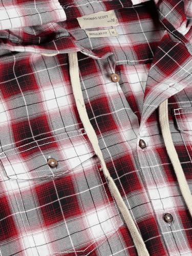 Image of Thomas Scott Men's | Checks | Full Sleeve | Regular Fit | 100% Cotton | Hooded | Casual Shirt