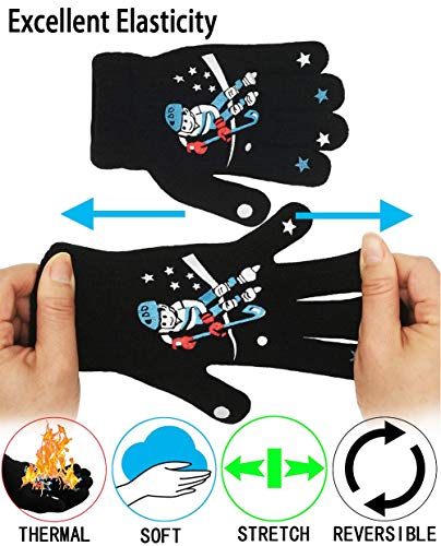 Kids Gloves, Magic Stretch Gloves 8 Pairs, Children Anti-Slip Full Fingers Knitted Winter Glove for Boys and Girls4
