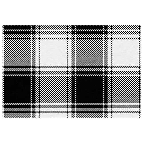 Sets de table en tissu Oxford lavables protection table motif écossais x4