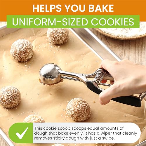 Image of Spring Chef Medium #40 Stainless Steel Cookie Scoop for Baking - Multifunctional Cookie Dough Scoop with Trigger Release, 1.7 Tablespoon Food Scooper for Kitchen - Dishwasher Safe Melon Baller - Black
