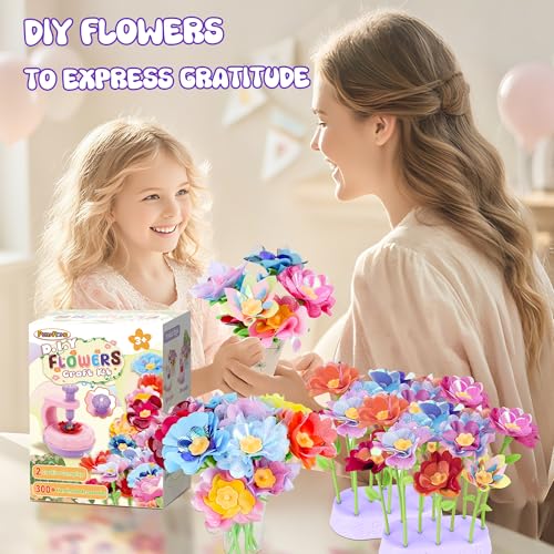 PERRYHOME Fabric Flower Bouquets Toys, 300+ Pcs Birthday Gift Activity Kit, 2 Gameplays STEM Craft for Kids, Reusable DIY Bouquets Maker Mothers Day Gifts for 3 4 5 6 7 8 Years Toddler Girl Gift by PERRYHOME - Image 7