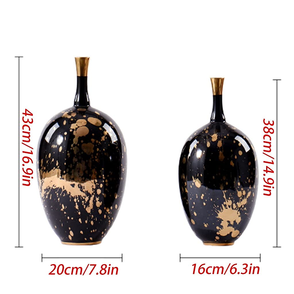 Amazon.co.jp: 花瓶黒モダンセラミックフラワー装飾ガラス張りの家の