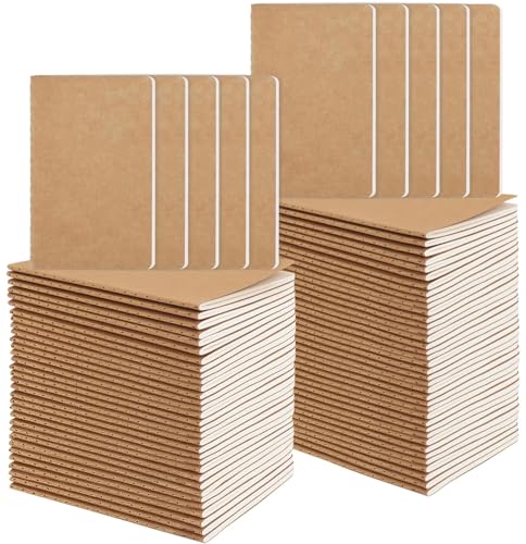 Oucaru 80 Pack Small Pocket Notebook, Mini Lined Notebook 3.5 x 5.5 Inches, Small Journals Notepad for Kids Students Office School Supplies, Brown, 30 Sheets/60 Pages