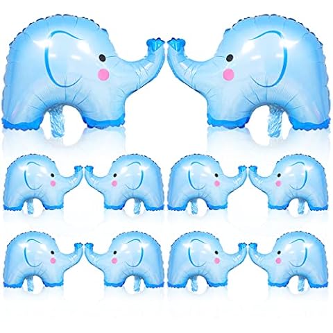 Pack of 10 Elephant Balloons Foil Blue Balloons Elephant Shaped Baby Boy Balloons for Baby Shower Birthday Party Decoration (23*19 inches) Cover