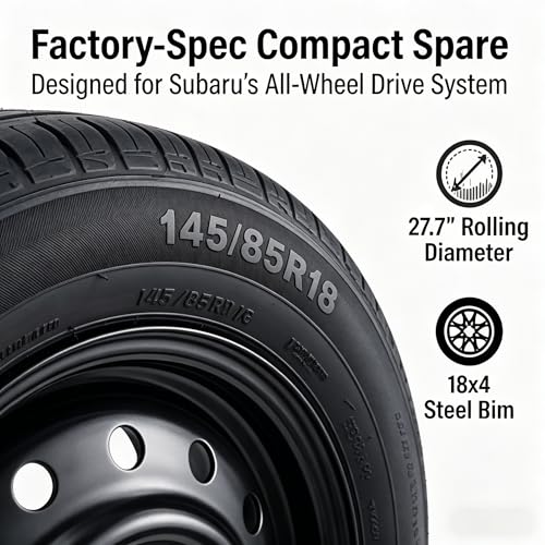 Afolonsh Complete Spare Tire Kit Compatible with Subaru Forester 2018-2026 & Crosstrek 2024-2026 | 145/85R18 Spare Wheel with 18x4 Rim, Includes Car Jack Kit & Heavy-Duty Carry Case by Afolonsh - Image 4