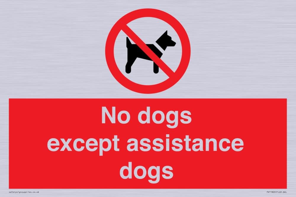 No dogs except assistance dogs Sign - 300x200mm - A4L