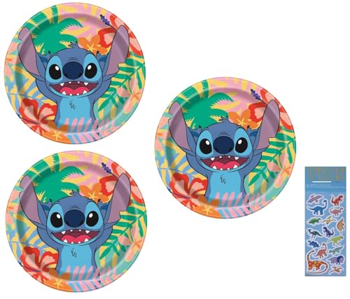 Lilo and Stitch Birthday Party Supplies Bundle includes 24 Dessert Cake Paper Plates 7"