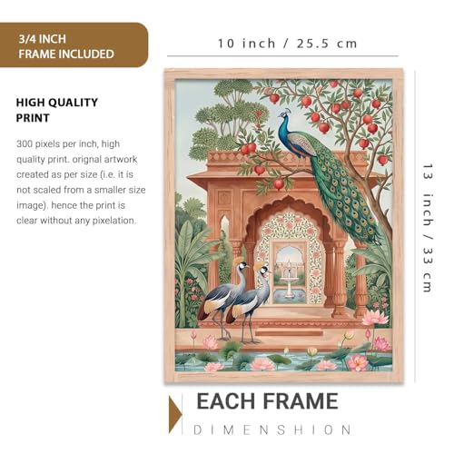 Image of kotart Madhubani Art Wall Painting Traditional Home Decoration With Frame For Living Room Bed Room Hotel Wall Decor Digital Reprint Set of 3 (10X13 INCH)