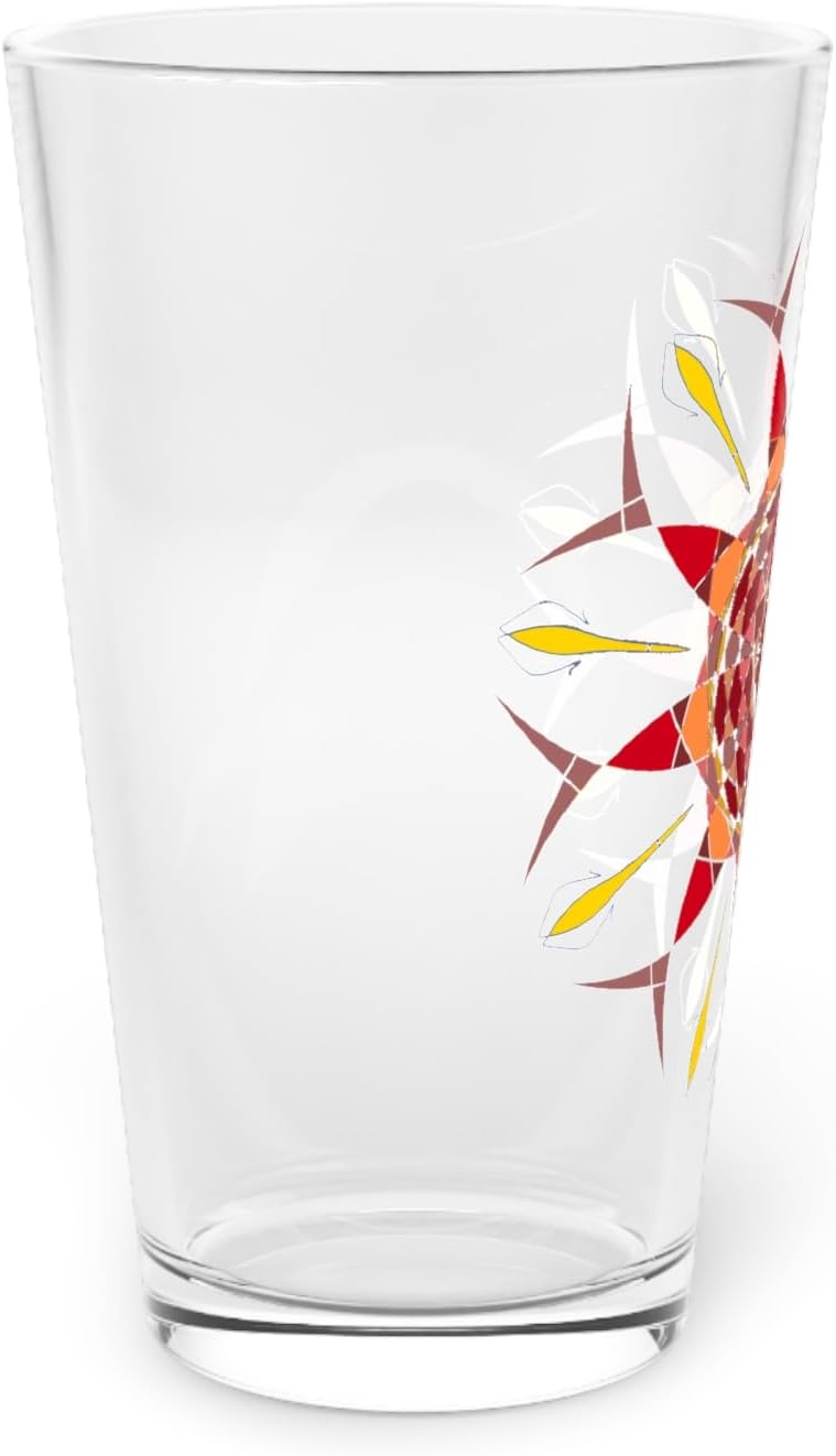 Bohemian Pint Glass Unique Glassware Parties Home Bar Gift Beer Lovers Mandala Design '2.mythic.journey' Art by Mitzisniftis