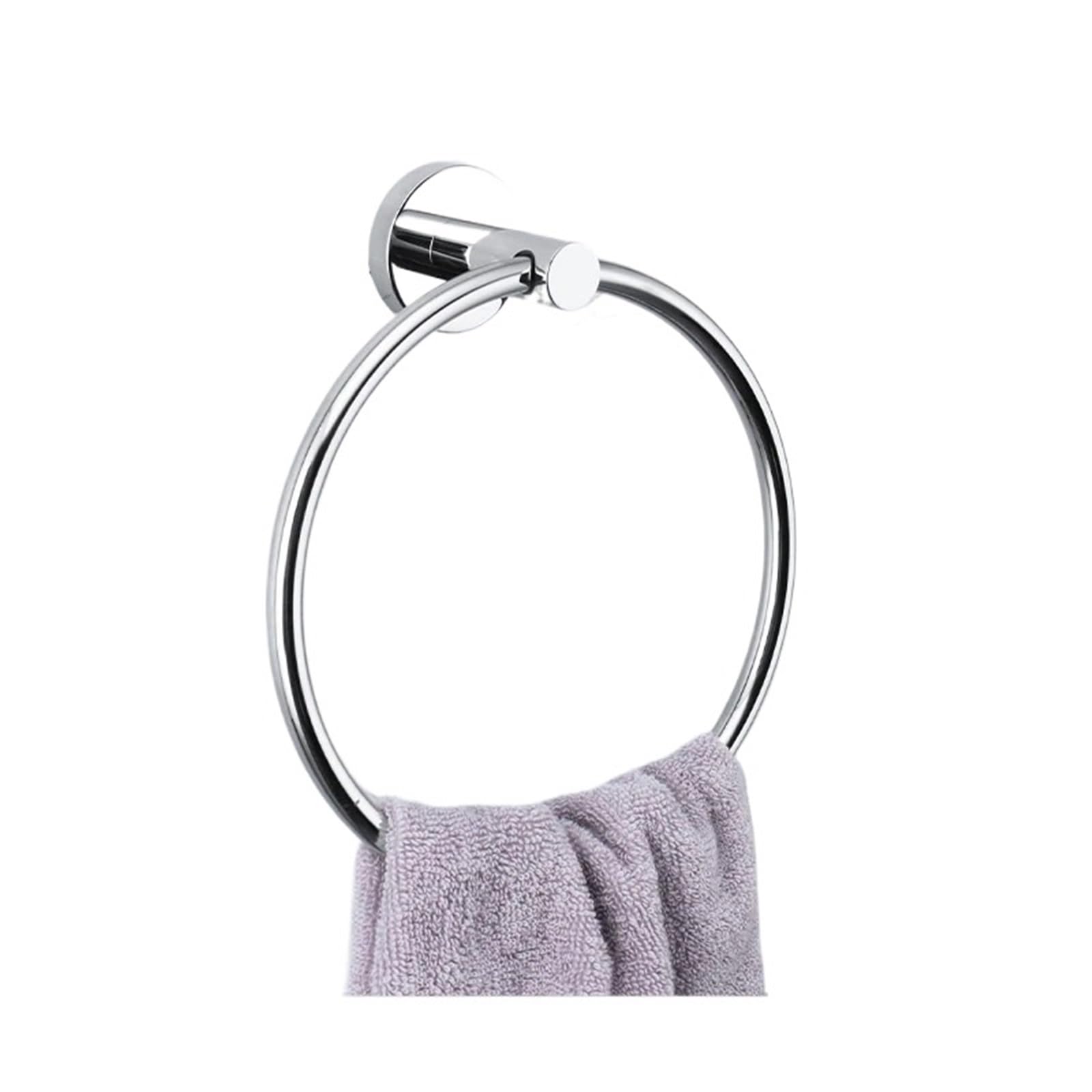 Portasciugamani ad anello da parete per bagno, 2 pezzi, rotondo, per WC, cucina(Chrome)