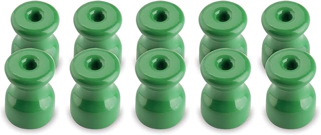 Amarcords - Cable clamp with screws and plugs. 10 vintage colored porcelain insulators for color wall braid cable installations GREEN