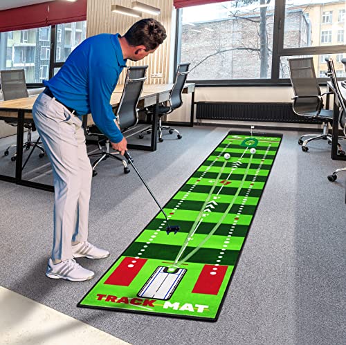 Image of SAPLIZE Golf Putting Mat, Visible Trajectory Tracing, Multiple Training Modes, with Putting Alignment Mirror and Adjustable Green Slopes, Putting Green Matt for Indoors and Outdoors
