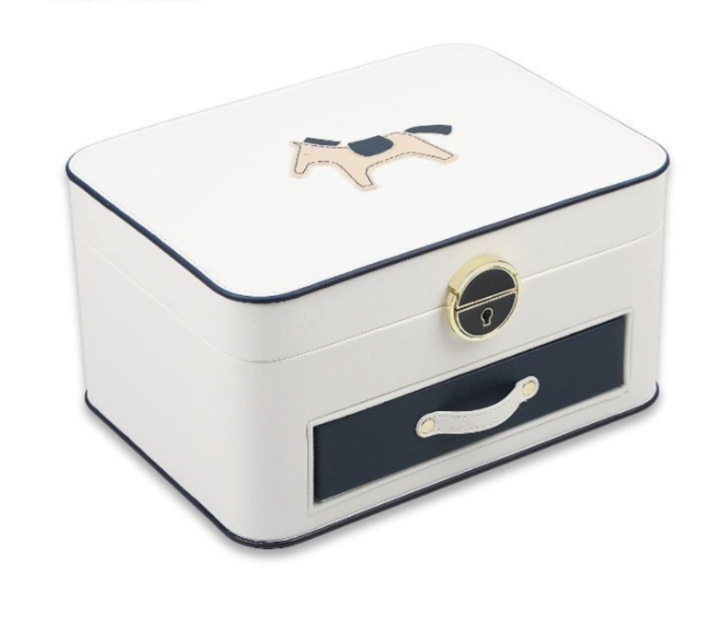 TIANQIHAO Jewelry Box Jewelry Case Jewelry Box With Drawers Mirror Jewelry Organizer Pu Portable Earrings Necklaces Storage Jewellry Holder,White-25 * 18 * 14cm