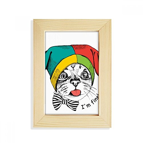 Marco de fotos de madera 5x7 pulgadas con diseño de gato fino de escritorio 2
