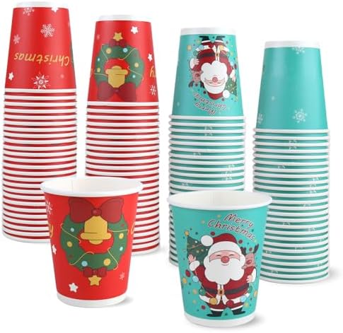 Amazon.com: 144 Pcs Christmas Cups 8 oz Holiday Assorted Paper Cups ...