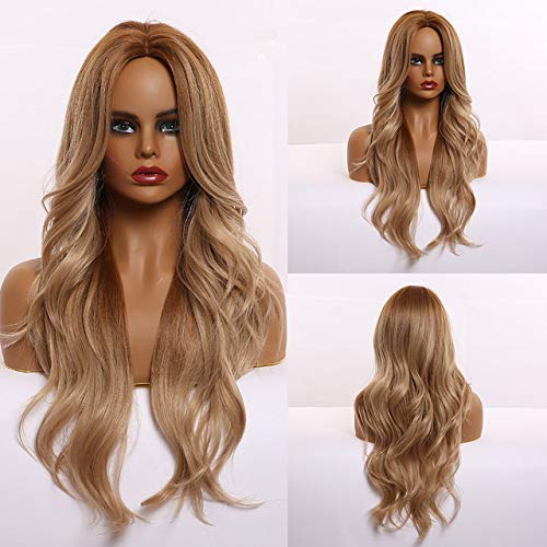 Esmee Charming Blonde Long wave Wigs for Women Middle Parting 24 Inch Natural wave Heat Resistant Synthetic Wigs for White Women with …