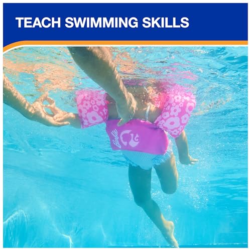 Image of SwimWays Barbie Swim Trainer Vest with Arm Floaties for Kids 33-55 lbs