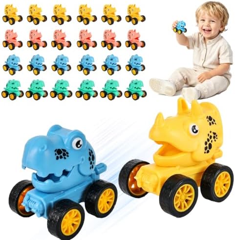 Party Favor Dinosaur Pull Back Cars 24 Pack, Goodie Bags Stuffers...