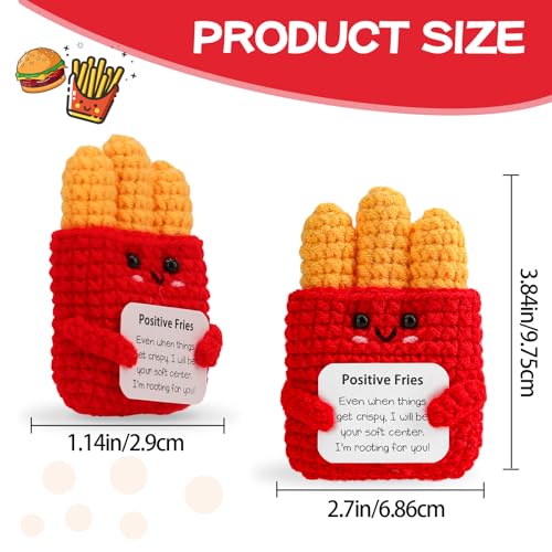 Image of Hoedia Emotional Positive Fries Crochet Gifts: Birthday Gifts for Friend Women Sister Coworkers- Cheer Up Cute Funny Knitted Fries Christmas Stocking Stuffers