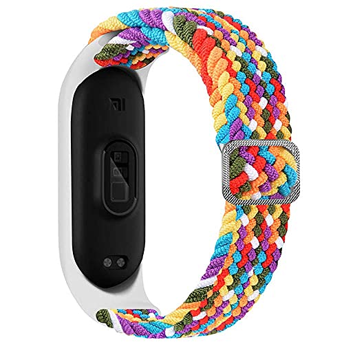 Braided Solo Loop Strap Compatible for Xiaomi Mi Band 6 5 4 3, Adjustable Nylon Elastic Sport Replacement Wristband for Xiaomi Band Mi Band 6, Mi Band 5, Mi Band 4, Mi Band 3